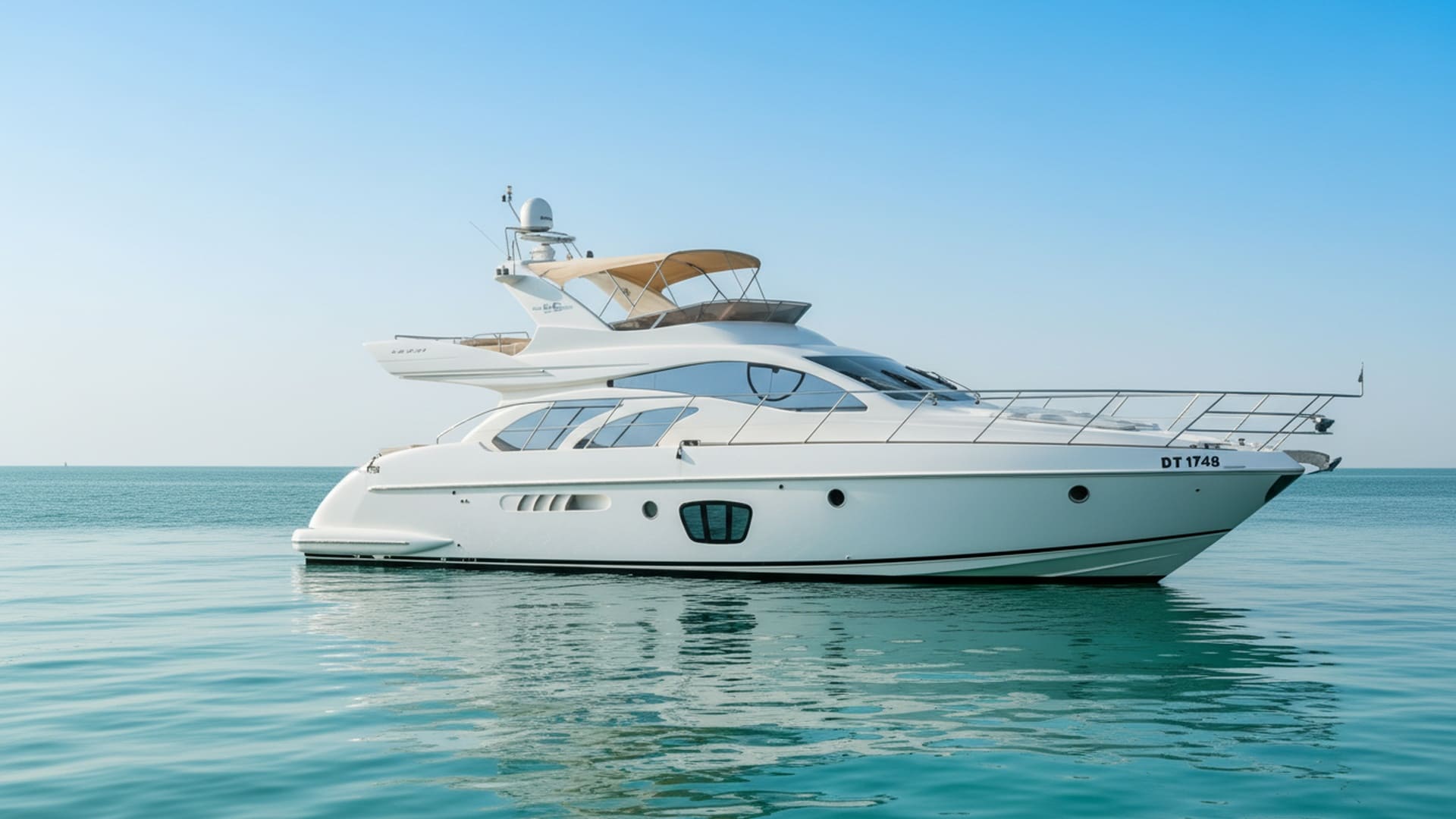 Sleek exterior of Noble Knight 55 ft yacht in Dubai