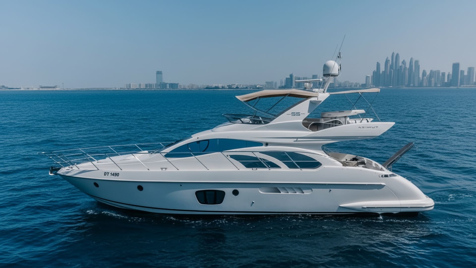 Silver Duchess 55 ft luxury yacht cruising Dubai Marina